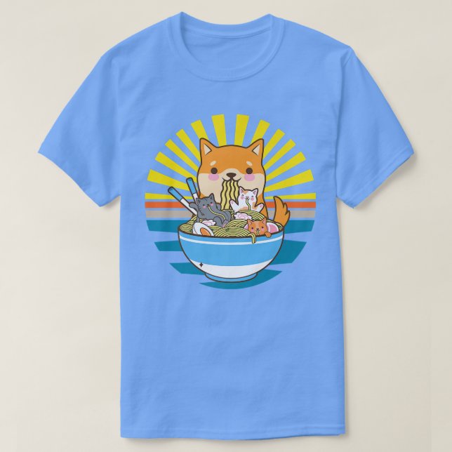 Camiseta Gato Ramen Perro Shiba Inu Japonés Kawaii Cute Ani (Diseño del anverso)