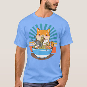 Camiseta Gato Ramen Perro Shiba Inu Japonés Kawaii Cute Ani