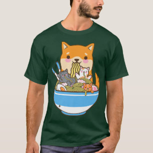 Camiseta Gato Ramen Perro Shiba Inu Japonés Kawaii Cute Ani