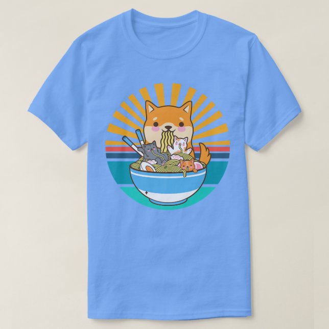 Camiseta Gato Ramen Perro Shiba Inu Japonés Kawaii Cute Ani (Diseño del anverso)
