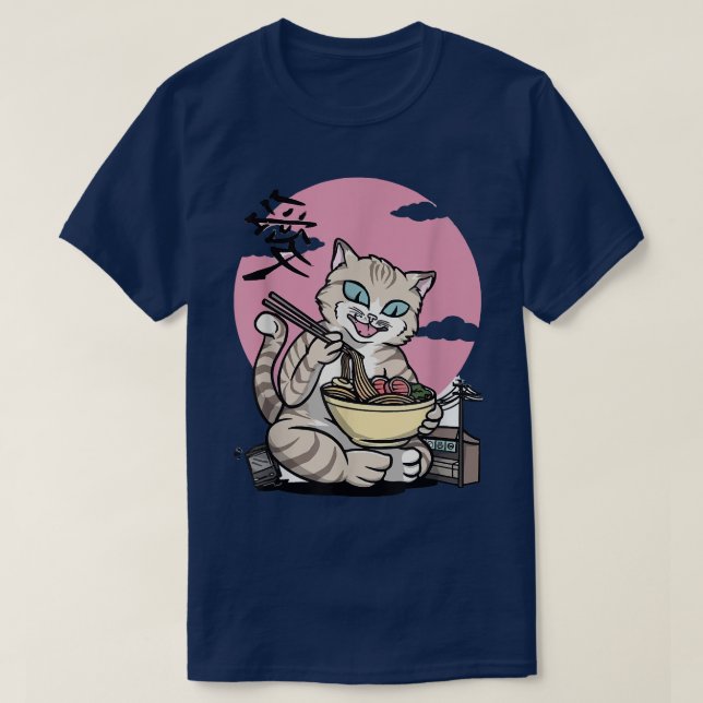Camiseta gato ramen ramen noodle gato comiendo ramen  (Diseño del anverso)