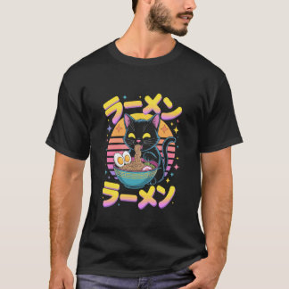 Camiseta Gato Ramen Relajándose en Fideos Arte de Comida Ad