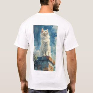 Camiseta Gato realista caminando sobre una valla con todo e