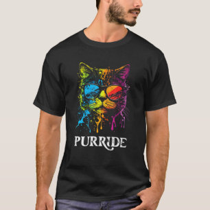 Camiseta Gato realista del orgullo gay arcoíris Purride LGB