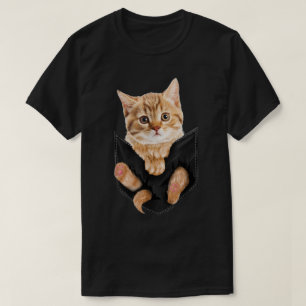 Camiseta Gato Realista en Bolsillo Adorable Arte