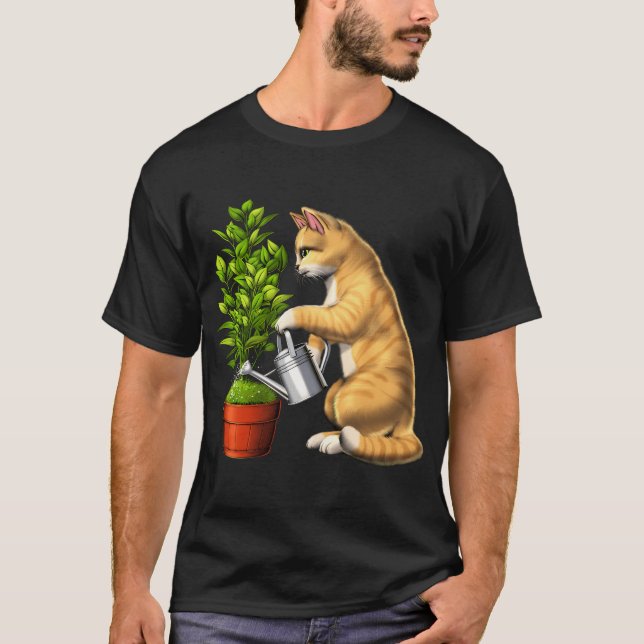 Camiseta Gato regando plantas (Anverso)