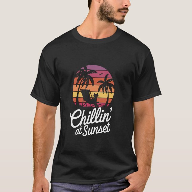 Camiseta Gato relajándose al atardecer (Anverso)