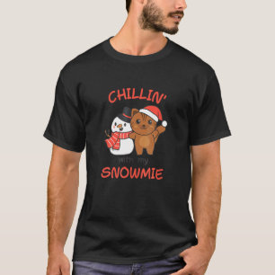 Camiseta Gato Relajándose Con Mi Muñeco de Nieve Juego de P