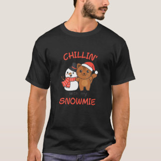 Camiseta Gato Relajándose Con Mi Muñeco de Nieve Juego de P