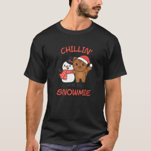 Camiseta Gato relajándose con mi muñeco de nieve juego de p