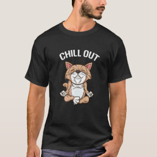 Camiseta Gato relajante meditación asiento loto yoga