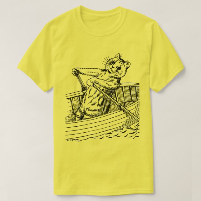 Camiseta Gato remando el bote, Louis Wain (Diseño del anverso)