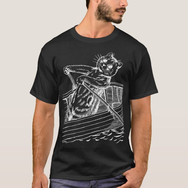 Camiseta Gato remando el bote, Louis Wain (Anverso)