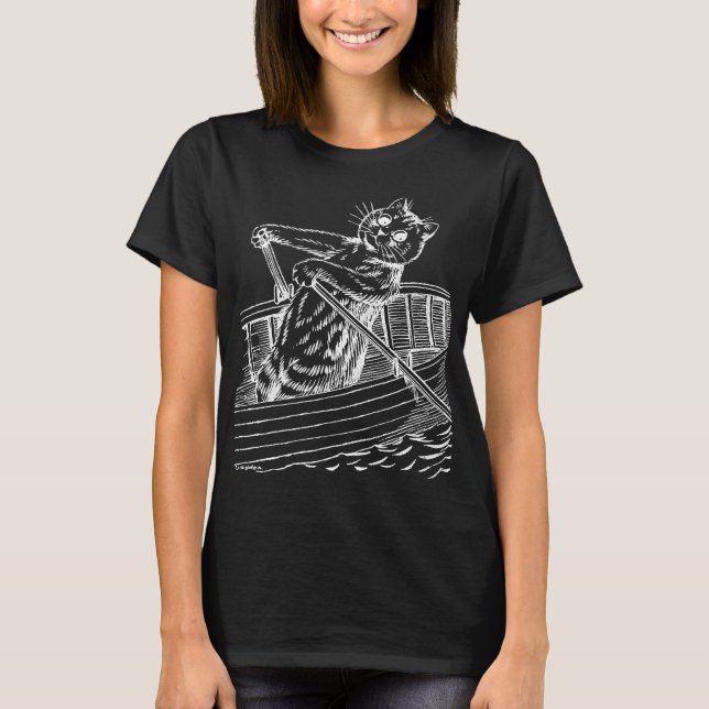 Camiseta Gato remando el bote, Louis Wain (Anverso)