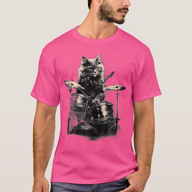 Camiseta Gato Reproduciendo tambores I Cat Music (Anverso)