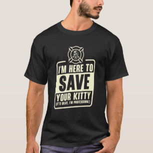 Camiseta Gato Rescatista Profesional Bombero Gato Bombero F