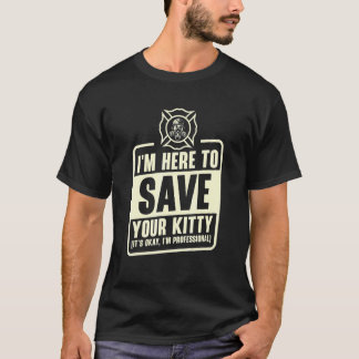 Camiseta Gato Rescatista Profesional Bombero Gato Bombero F