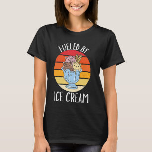 Camiseta Gato Retro Alimentado Por Helado Vintage Amante De