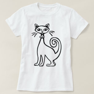 Camiseta Gato retro - Blanco y negro