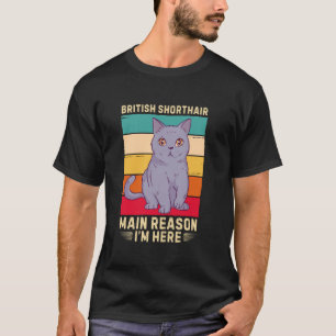 Camiseta Gato Retro British Shorthair Razón Principal Por L