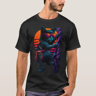 Camiseta Gato Retro con Arnés de Escalada Escalada en Roca