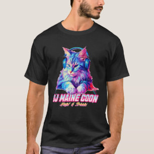 Camiseta Gato retro con audífonos DJ de música Mainon Cat