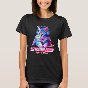 Camiseta Gato retro con audífonos DJ de música Mainon Cat