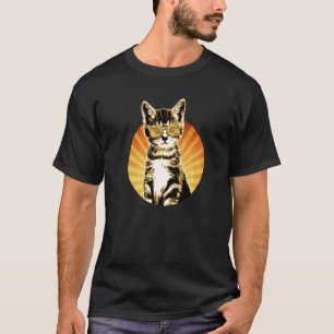Camiseta Gato Retro Con Gafas De Sol Piloto Ilustrati