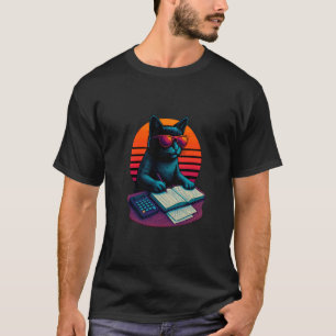 Camiseta Gato Retro Con Habilidades De Impuesto De Finanzas
