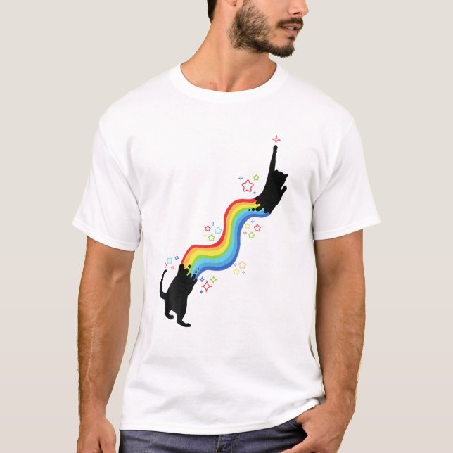 Camiseta Gato Retro de Arcoiris lindo Gato amante Gatito co (Anverso)