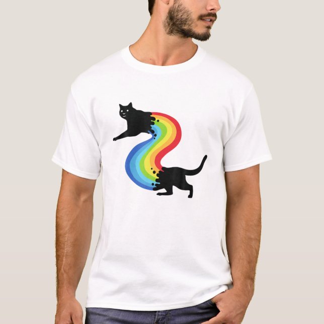 Camiseta Gato Retro de Arcoiris lindo Gato amante Gatito co (Anverso)