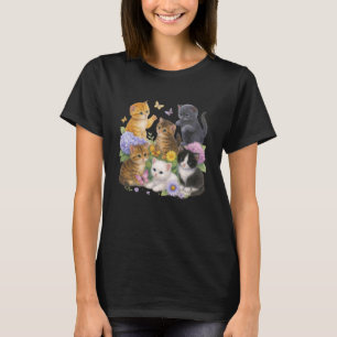 Camiseta Gato Retro de los 90 Vintage Boho Floral Gatito Li
