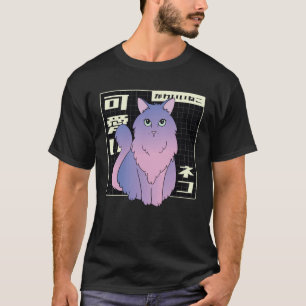 Camiseta Gato retro de ondas de vaporización japonés de los