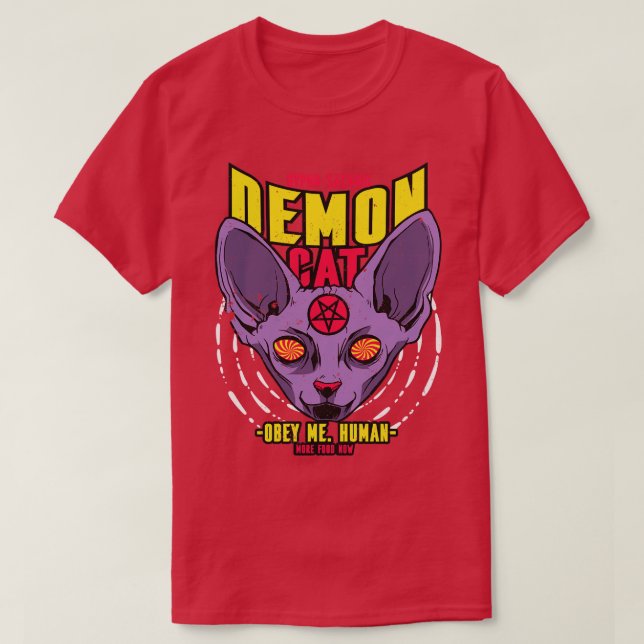 Camiseta Gato Retro Demon Sphynx (Diseño del anverso)