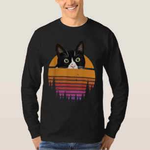 Camiseta Gato Retro Estilo Gato Negro Estilo Vintage Gatito