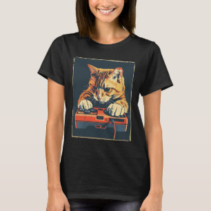 Camiseta Gato Retro Gamer Con Consola De Juego Divertido Pa