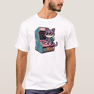 Camiseta Gato Retro Gamer   Estilo de arcada de Bootleg vin