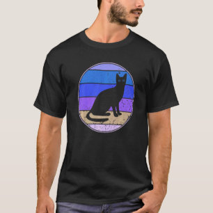 Camiseta Gato Retro Gato Antiguo Silueta Gatito Animal 60