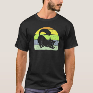 Camiseta Gato Retro Gato Antiguo Silueta Gatito Animal 80
