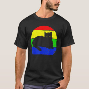 Camiseta Gato Retro Gato Vintage Silueta Gatito Animal 70