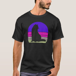 Camiseta Gato Retro Gato Vintage Silueta Gatito Animal 80