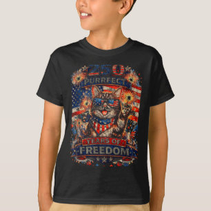 Camiseta Gato Retro Genial 250 Años Patriota Americano
