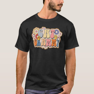 Camiseta Gato Retro Grammy Vintagel Gato Floral Para Mujere