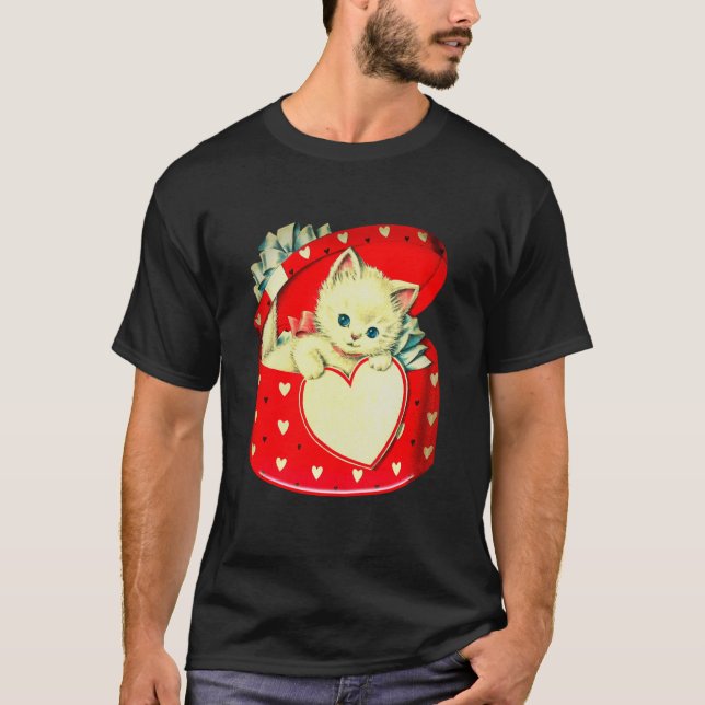 Camiseta Gato retro Kitty Corazón de Corazón (Anverso)