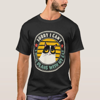 Camiseta Gato Retro Lamento No Poder Tener Planes Con Mi Ga