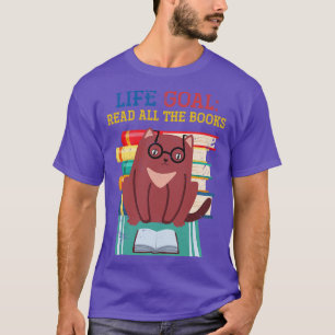 Camiseta Gato Retro Life Goal Leer todos los libros