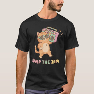 Camiseta Gato Retro Lindo de los 90s Boombox Pump The Jam