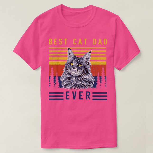 Camiseta Gato Retro Maine Coon Mejor Gato Papá Nunca Funny  (Diseño del anverso)
