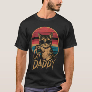 Camiseta Gato Retro Papá Estilo 80s 90S Gato Retro Gafas De