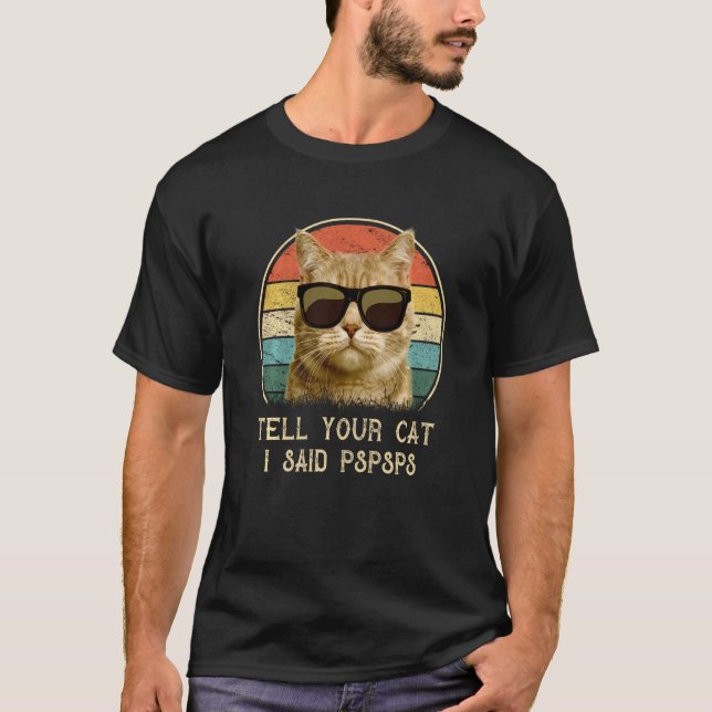 Camiseta Gato Retro Para Los Amantes Del Gato Díganle A Su  (Anverso)